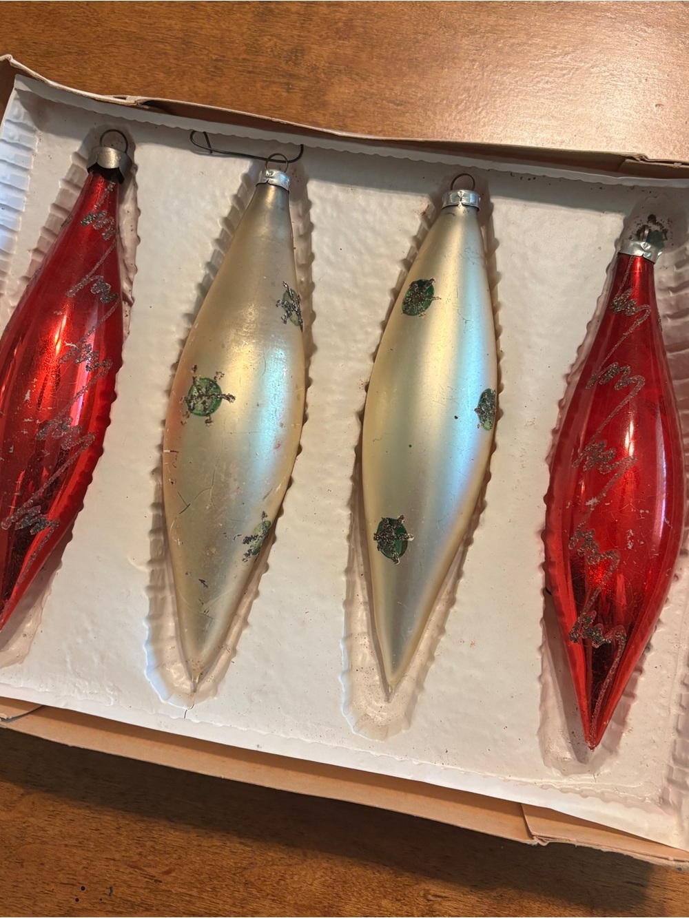 Vintage/Antique German Teardrop Holiday Ornaments - Set of 4